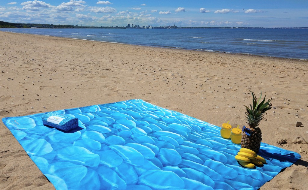 Blue Stones, Exotic Beach Textile by Liivi Leppik