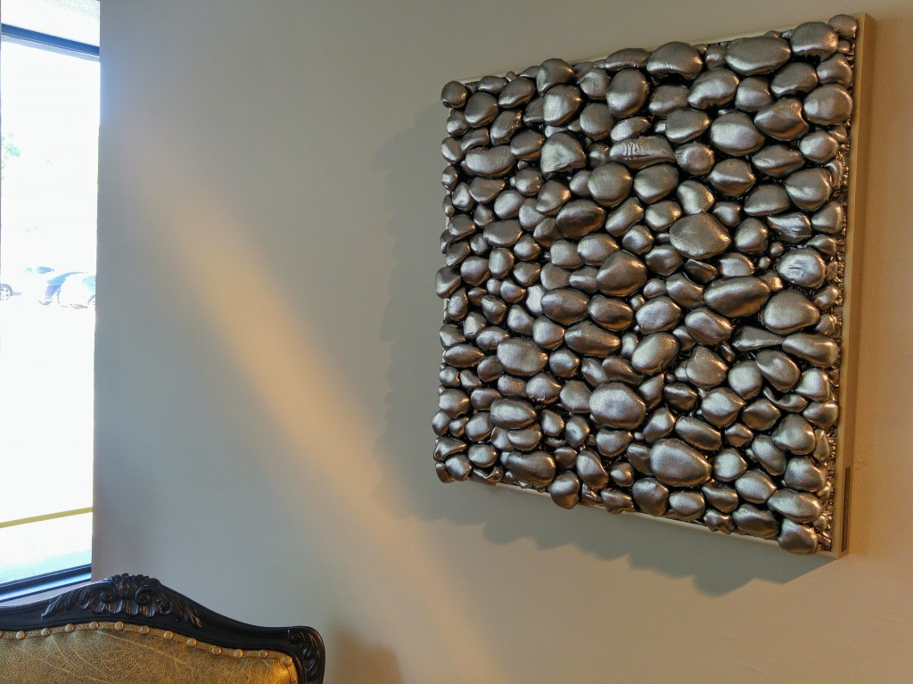 3D Textile Art Stones/ silver metallic/ by Liivi Leppik