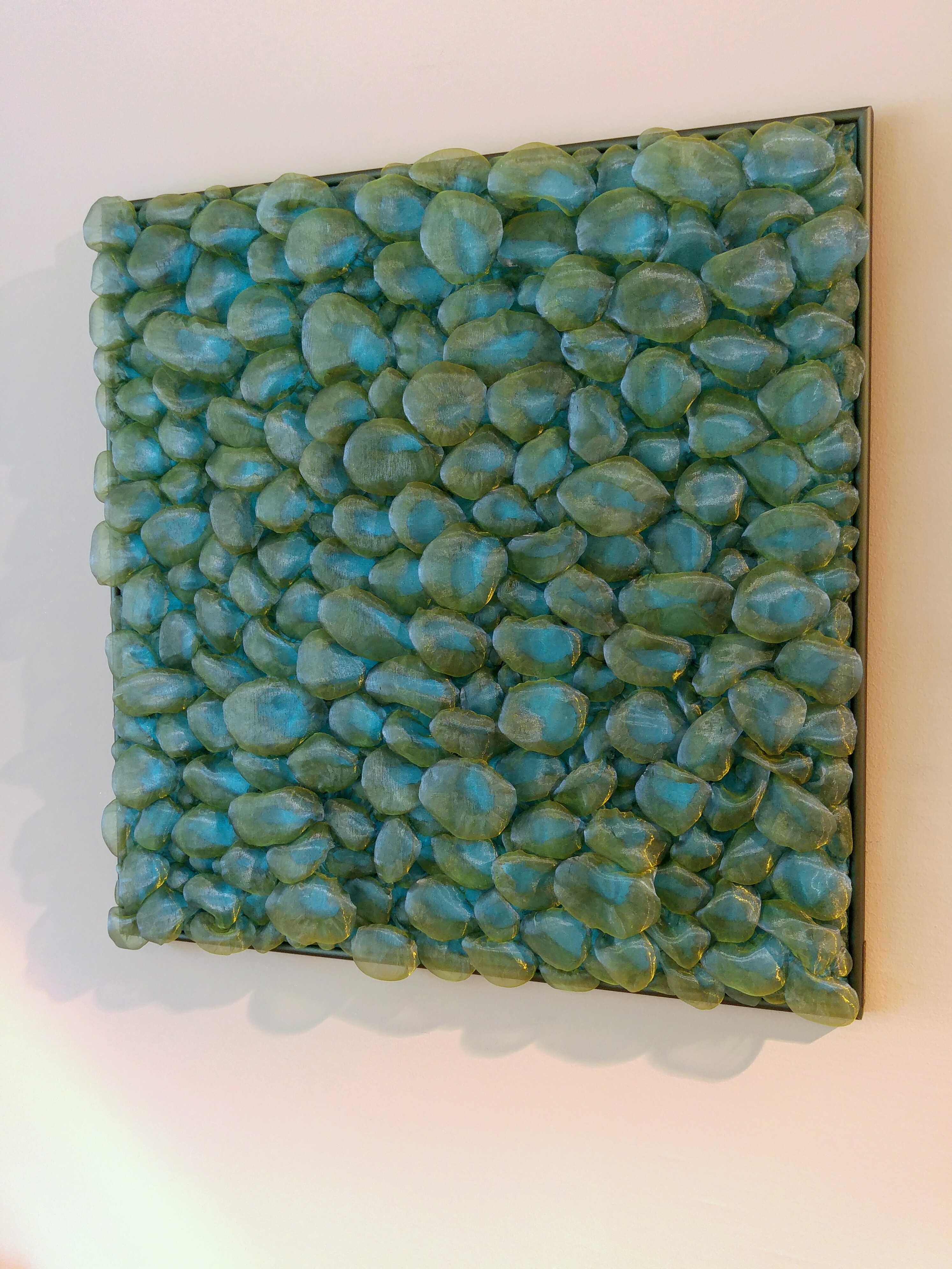 3D Textile Stones/ green-blue, transparent/ by Liivi Leppik