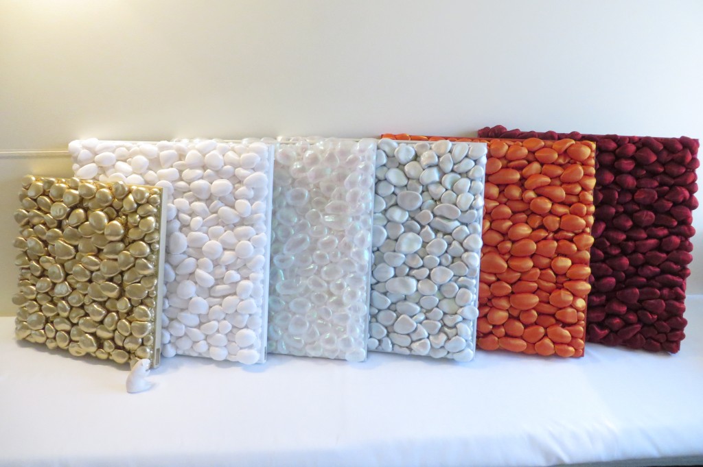 3D Textile Stones, golden 47x47cm; 5pcs./ 55x55cm